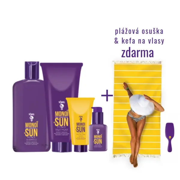 Exkluzívny set Tecna Monoi Sun Care so šampónom, maskou, krémom, olejom, kefou a plážovou osuškou